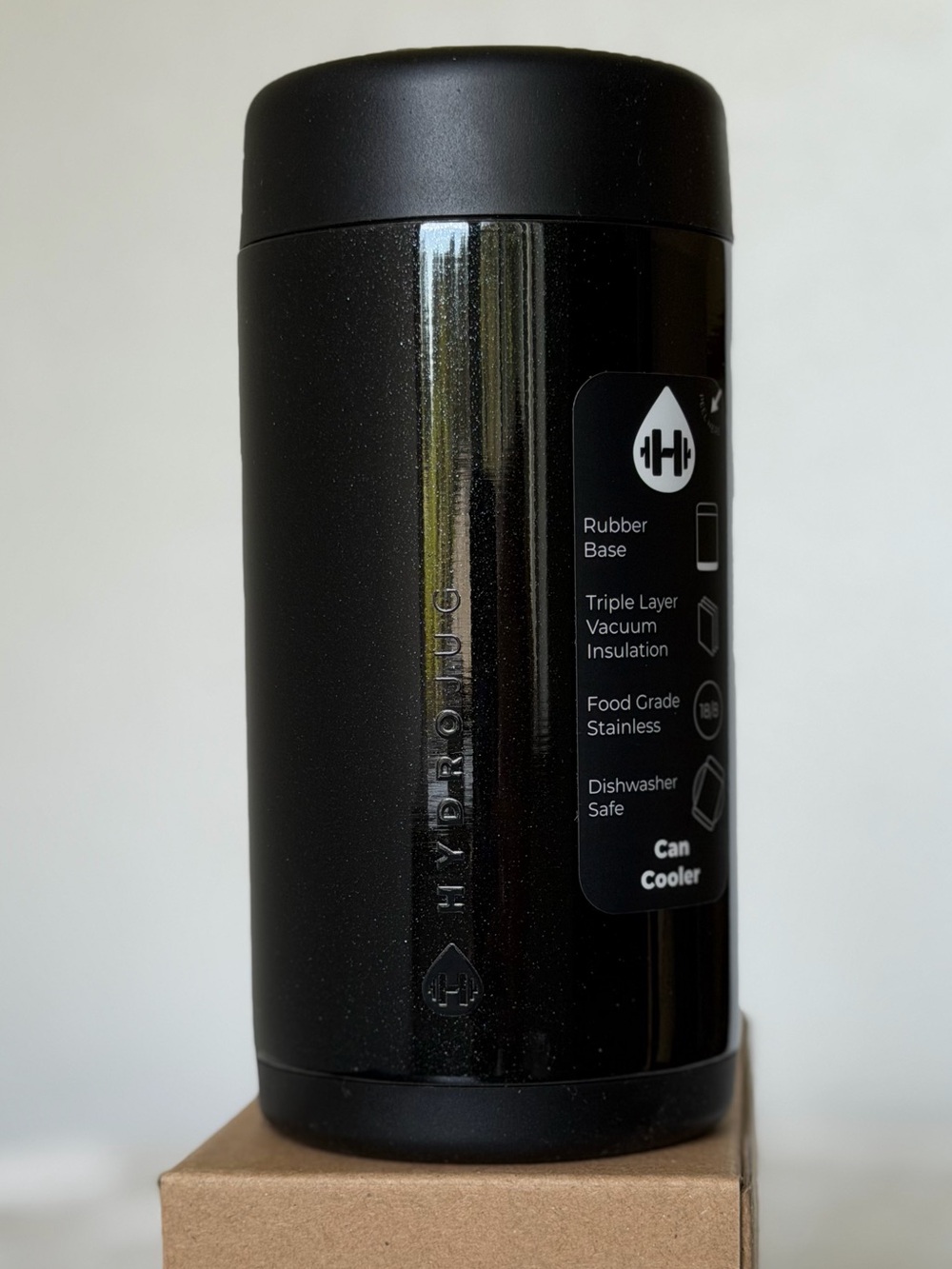 NWT LIMITED EDITION HydroJug 12oz Slim Can Cooler SPELLBOUND Black glitter RARE